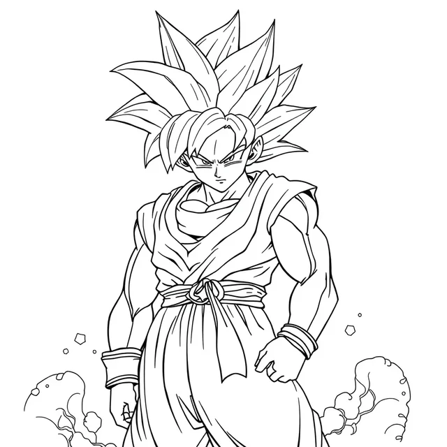 An anime hero powering up coloring page
